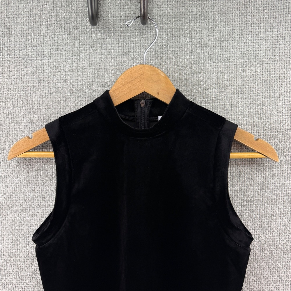 Good American/ Anthropologie Women's Small Black Velvet Mock Neck Sleeveless Top
